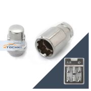 Гайка секретная M12x1,5 32, конус, закрытая, 4+1 ключ, CH, H-20705